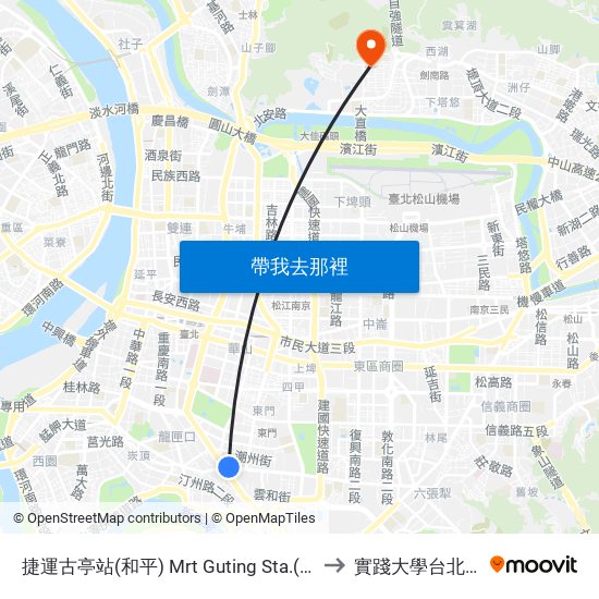 捷運古亭站(和平) Mrt Guting Sta.(Heping) to 實踐大學台北校區 map