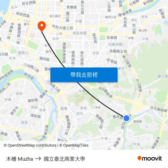 木柵 Muzha to 國立臺北商業大學 map