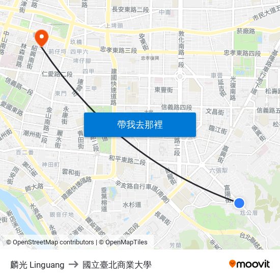 麟光 Linguang to 國立臺北商業大學 map