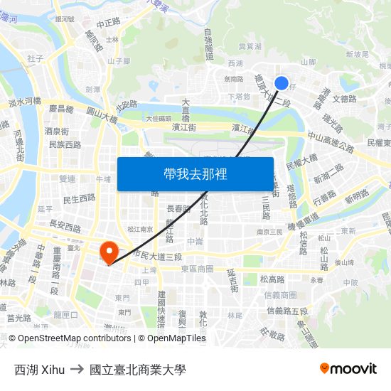 西湖 Xihu to 國立臺北商業大學 map