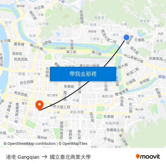 港墘 Gangqian to 國立臺北商業大學 map