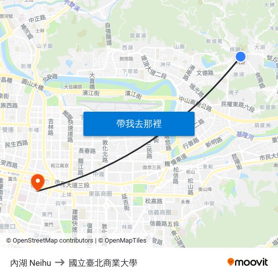 內湖 Neihu to 國立臺北商業大學 map