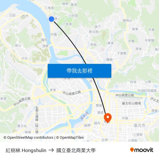 紅樹林 Hongshulin to 國立臺北商業大學 map