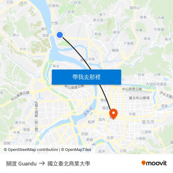 關渡 Guandu to 國立臺北商業大學 map