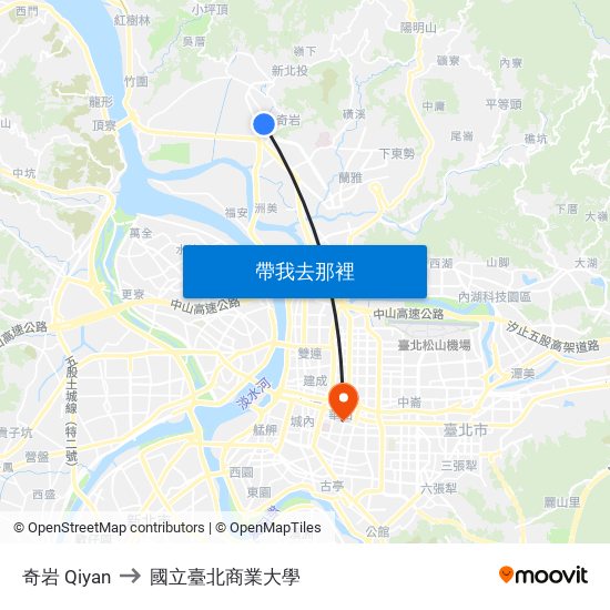奇岩 Qiyan to 國立臺北商業大學 map