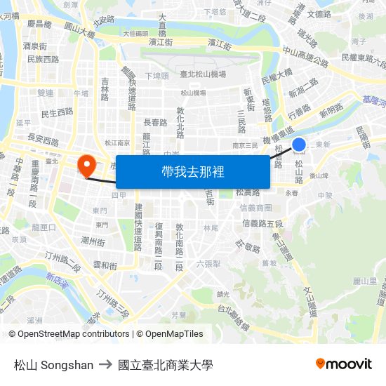 松山 Songshan to 國立臺北商業大學 map