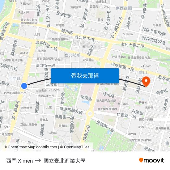 西門 Ximen to 國立臺北商業大學 map