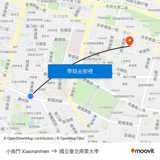 小南門 Xiaonanmen to 國立臺北商業大學 map