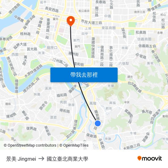 景美 Jingmei to 國立臺北商業大學 map