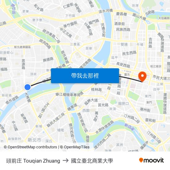 頭前庄 Touqian Zhuang to 國立臺北商業大學 map