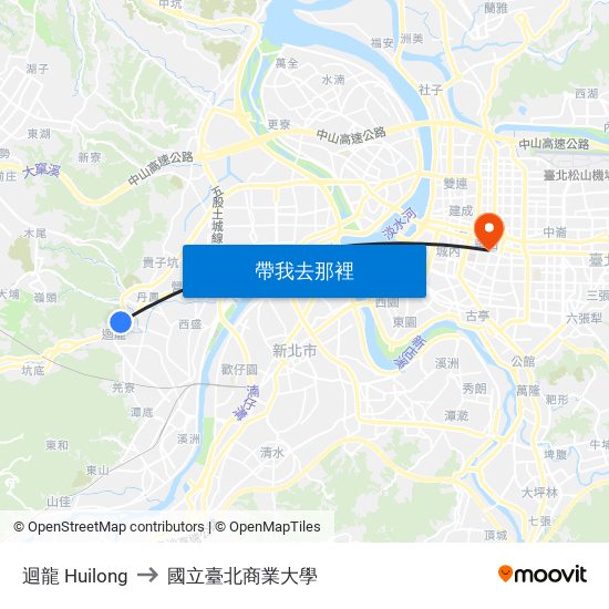 迴龍 Huilong to 國立臺北商業大學 map