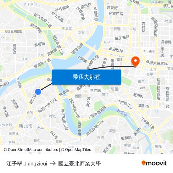 江子翠 Jiangzicui to 國立臺北商業大學 map