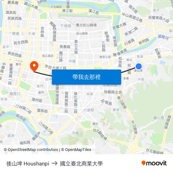 後山埤 Houshanpi to 國立臺北商業大學 map