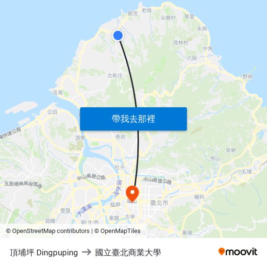 頂埔坪 Dingpuping to 國立臺北商業大學 map