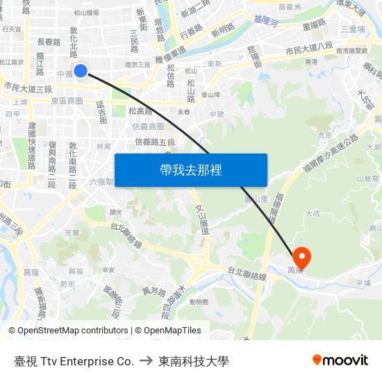 臺視 Ttv Enterprise Co. to 東南科技大學 map