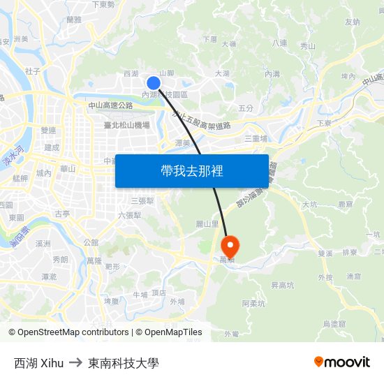 西湖 Xihu to 東南科技大學 map