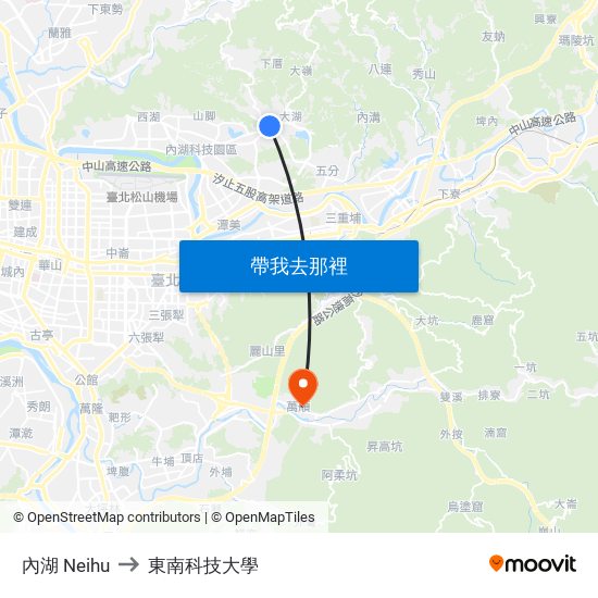 內湖 Neihu to 東南科技大學 map