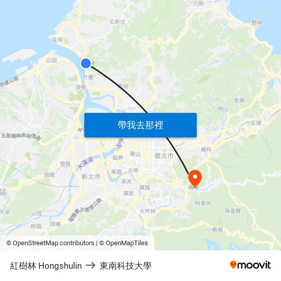 紅樹林 Hongshulin to 東南科技大學 map