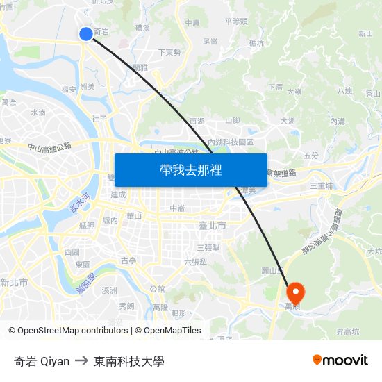 奇岩 Qiyan to 東南科技大學 map