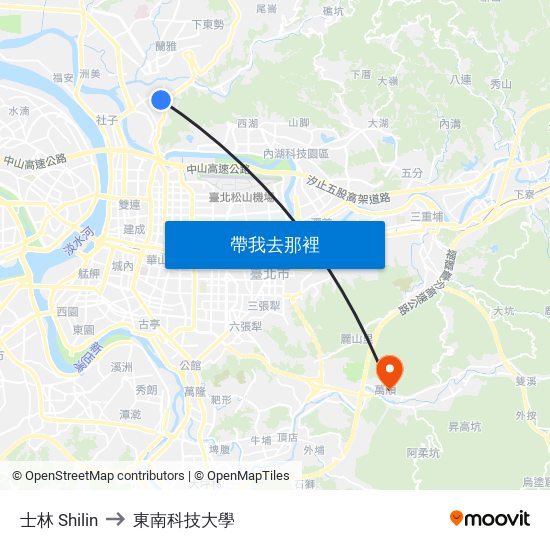 士林 Shilin to 東南科技大學 map