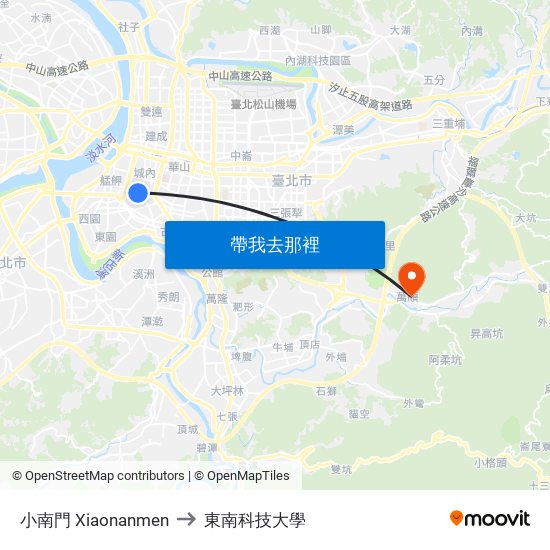 小南門 Xiaonanmen to 東南科技大學 map