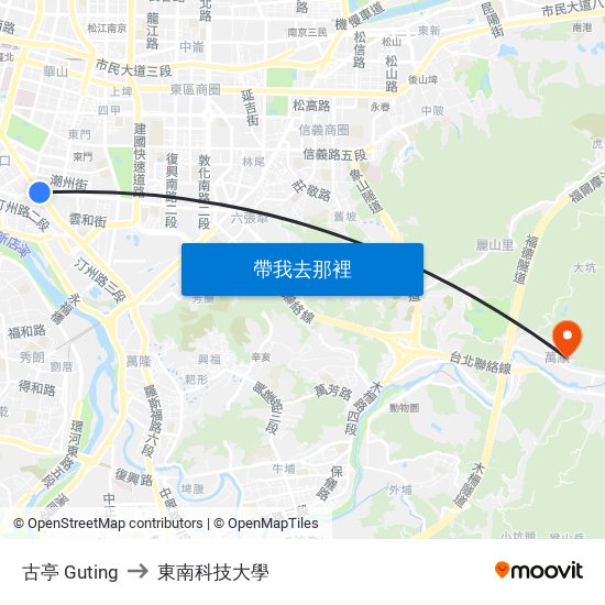 古亭 Guting to 東南科技大學 map