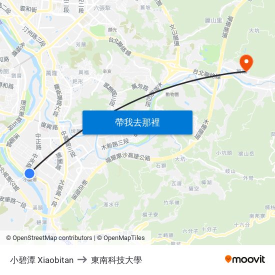 小碧潭 Xiaobitan to 東南科技大學 map