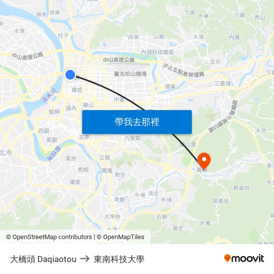 大橋頭 Daqiaotou to 東南科技大學 map