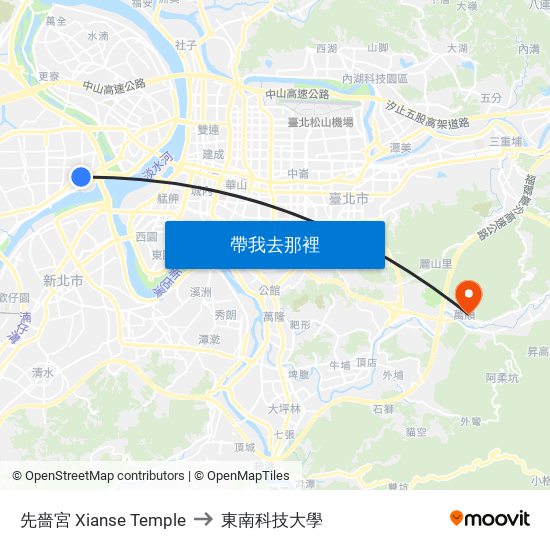 先嗇宮 Xianse Temple to 東南科技大學 map
