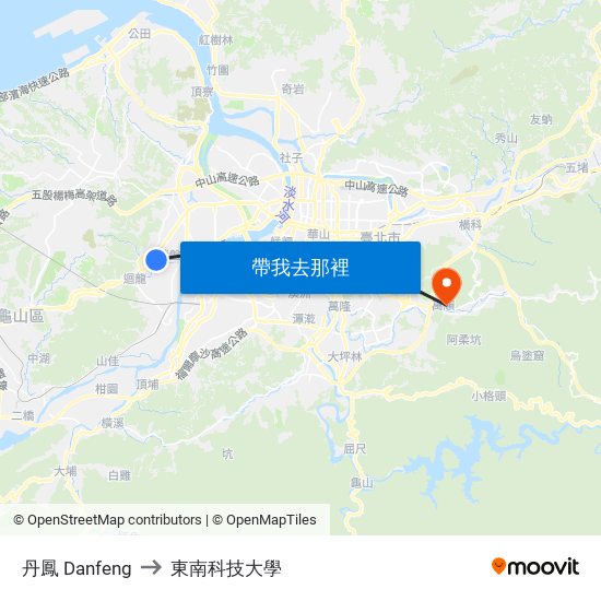丹鳳 Danfeng to 東南科技大學 map