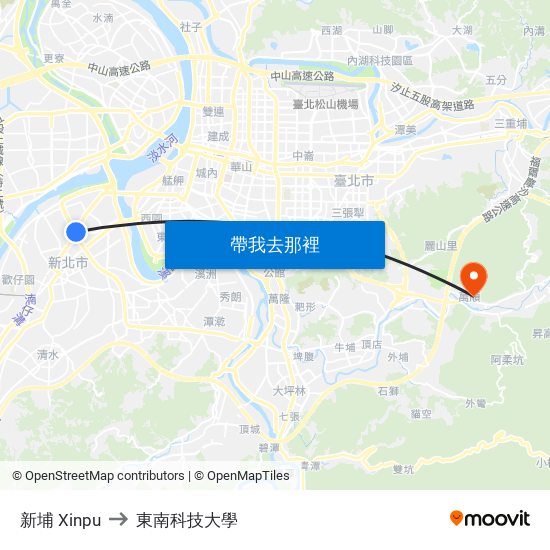 新埔 Xinpu to 東南科技大學 map