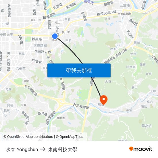 永春 Yongchun to 東南科技大學 map