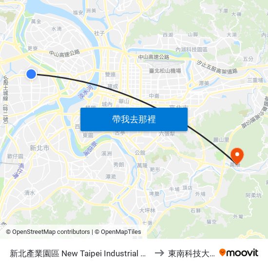 新北產業園區 New Taipei Industrial Park to 東南科技大學 map