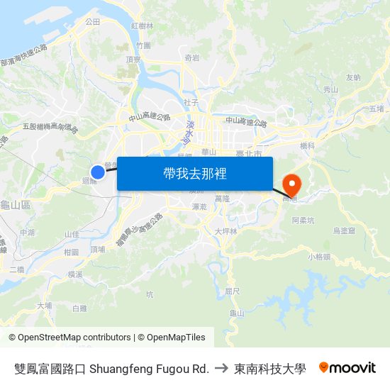 雙鳳富國路口 Shuangfeng Fugou Rd. to 東南科技大學 map