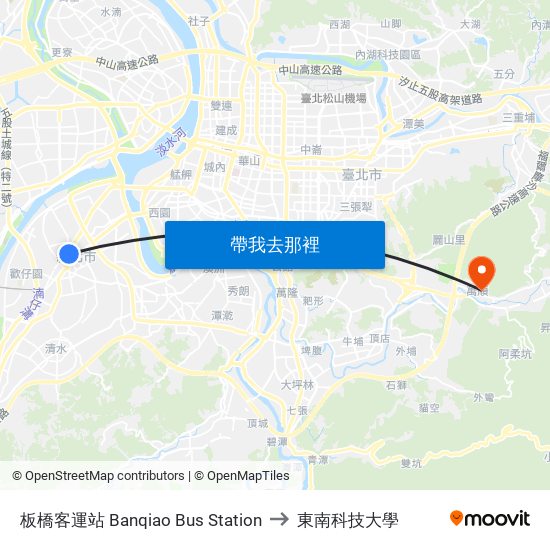 板橋客運站 Banqiao Bus Station to 東南科技大學 map