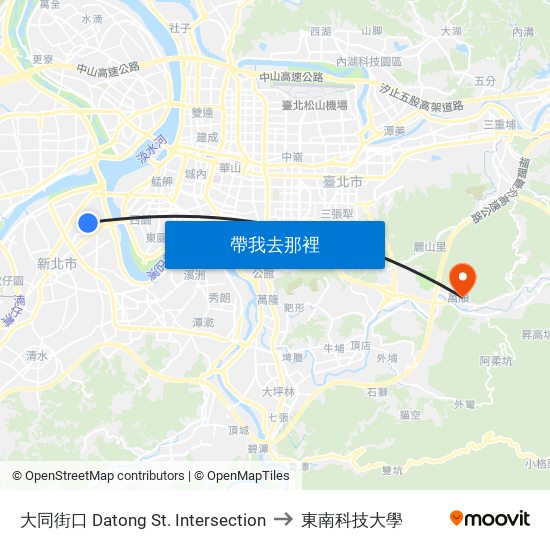 大同街口 Datong St. Intersection to 東南科技大學 map