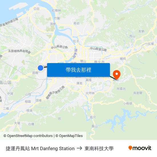 捷運丹鳳站 Mrt Danfeng Station to 東南科技大學 map