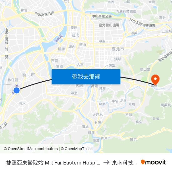 捷運亞東醫院站 Mrt Far Eastern Hospital Station to 東南科技大學 map