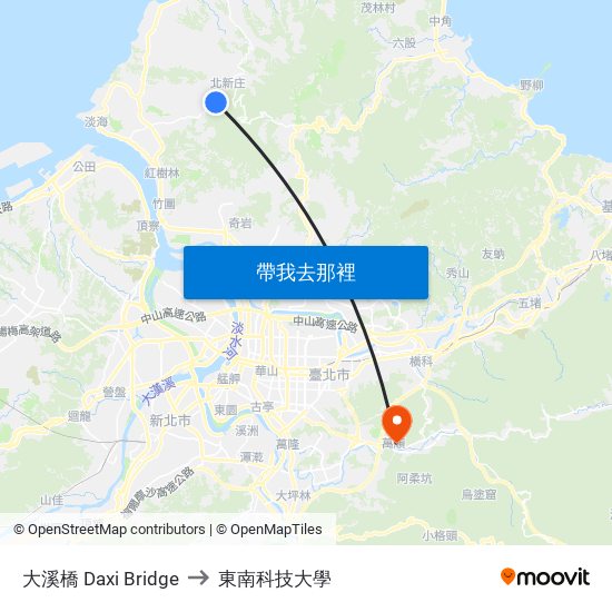 大溪橋 Daxi Bridge to 東南科技大學 map