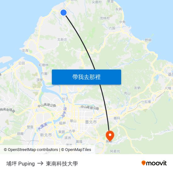 埔坪 Puping to 東南科技大學 map