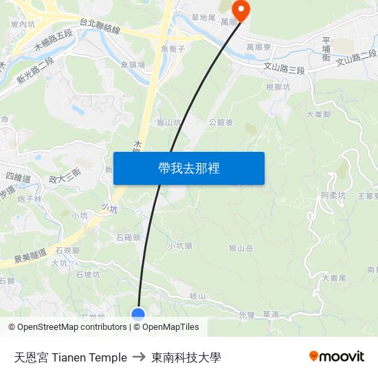 天恩宮 Tianen Temple to 東南科技大學 map