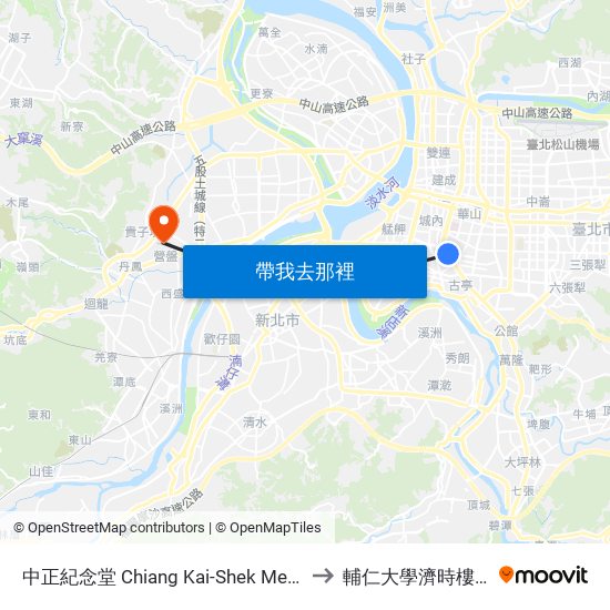 中正紀念堂 Chiang Kai-Shek Memorial Hall to 輔仁大學濟時樓JS119 map