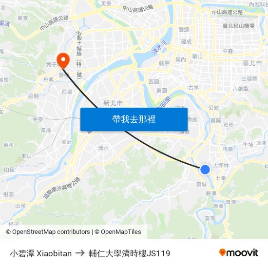 小碧潭 Xiaobitan to 輔仁大學濟時樓JS119 map