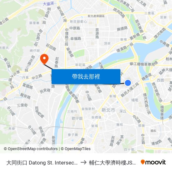 大同街口 Datong St. Intersection to 輔仁大學濟時樓JS119 map