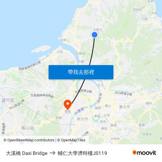 大溪橋 Daxi Bridge to 輔仁大學濟時樓JS119 map