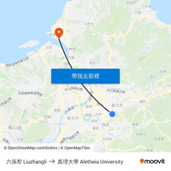 六張犁 Liuzhangli to 真理大學 Aletheia University map