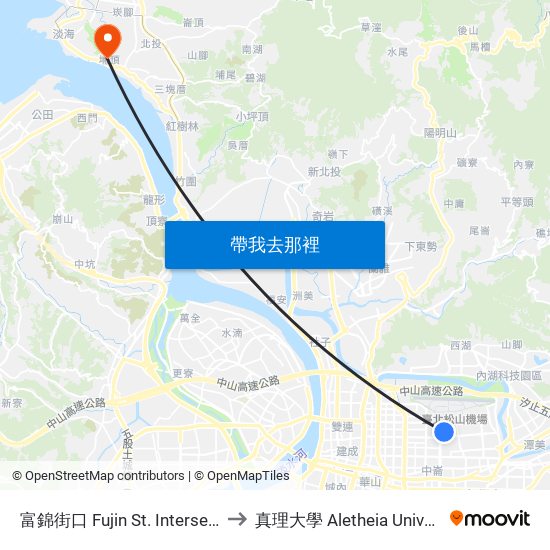 富錦街口 Fujin St. Intersection to 真理大學 Aletheia University map