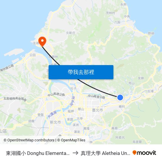 東湖國小 Donghu Elementary School to 真理大學 Aletheia University map