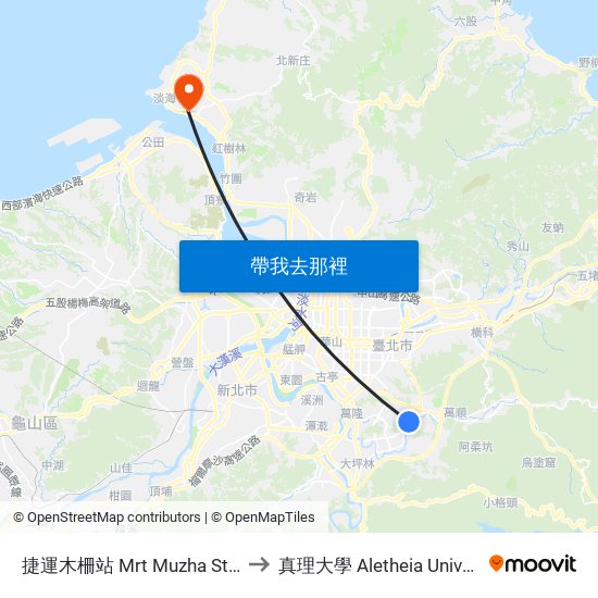 捷運木柵站 Mrt Muzha Station to 真理大學 Aletheia University map