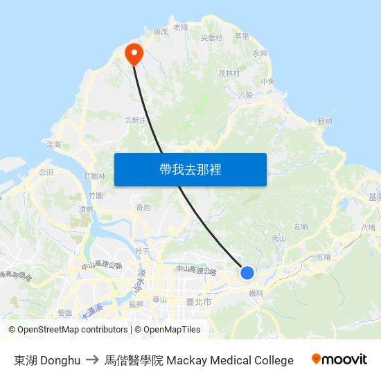 東湖 Donghu to 馬偕醫學院 Mackay Medical College map